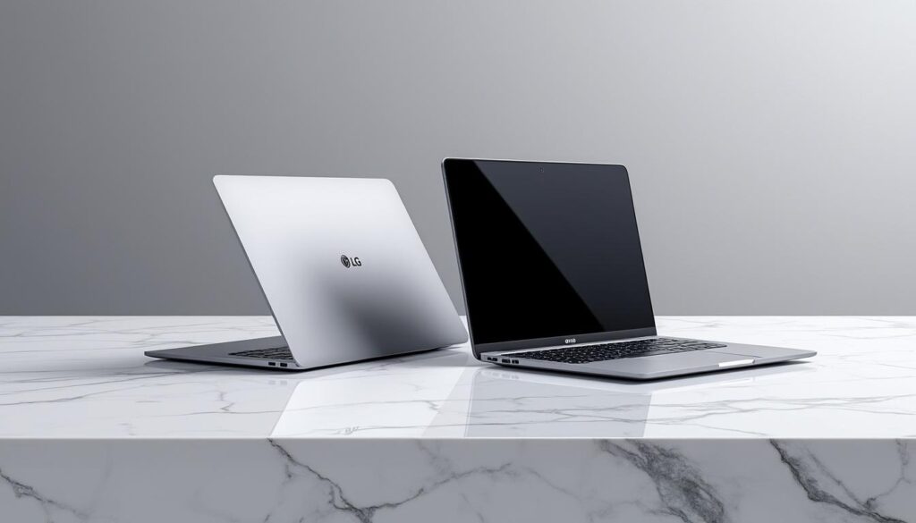 découvrez le duel des poids plume entre le pc portable léger lg gram et le macbook air d'apple : performances, design et autonomie comparés pour choisir le meilleur ultraportable.